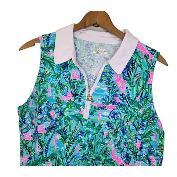 Lilly Pulitzer Luxletic Silvia Dress in Blue Horizon Parfection Print Large Golf - Picture 4 of 15